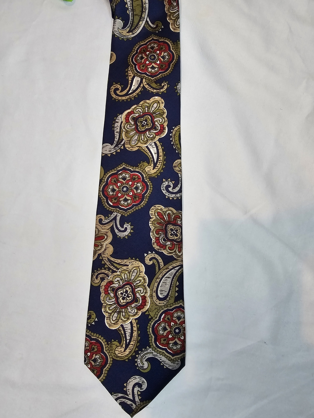 Harvey Benard Solj Navy Floral Paisley Men’s Tie with Red and Gold Accents